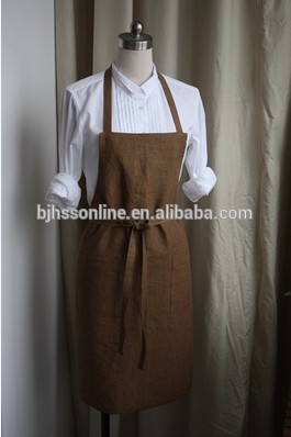 和風100%亜麻カスタムリネンよだれかけエプロン、リネンエプロン-レストラン、バー制服問屋・仕入れ・卸・卸売り