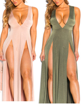 B30463Aヨーロッパ新しい夏のファッション夏セクシーな深いv胴鎧スカートナイトクラブ分割包帯ドレス-プラスサイズドレス、スカート問屋・仕入れ・卸・卸売り