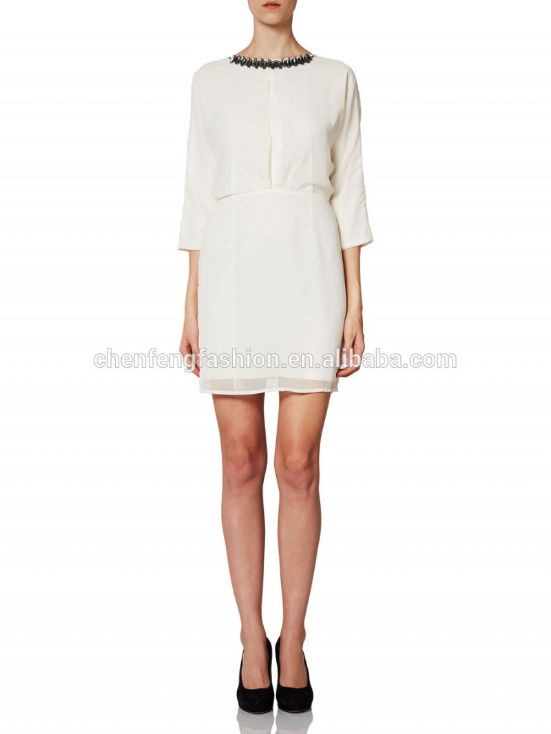 chefonneckchain白のパーティードレス-プラスサイズドレス、スカート問屋・仕入れ・卸・卸売り