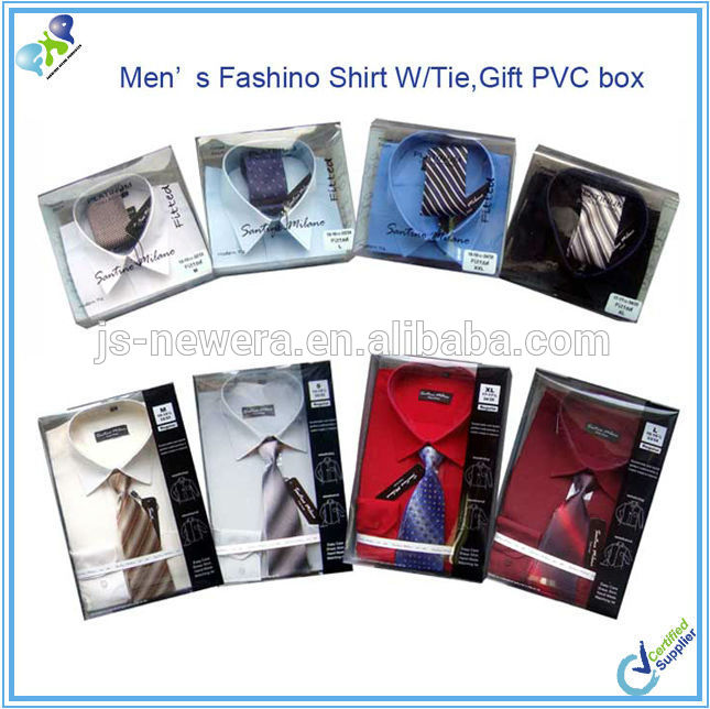 メンズドレスシャツでネクタイセット、ニースpvcボックス。固体、工場サプライヤー-プラスサイズシャツ、ブラウス問屋・仕入れ・卸・卸売り