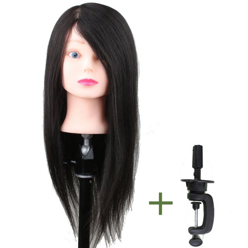 サロンtrainningヘッドで髪とクランプホルダー22インチリアル人間のヘアスタイル送料黒色-マネキン問屋・仕入れ・卸・卸売り