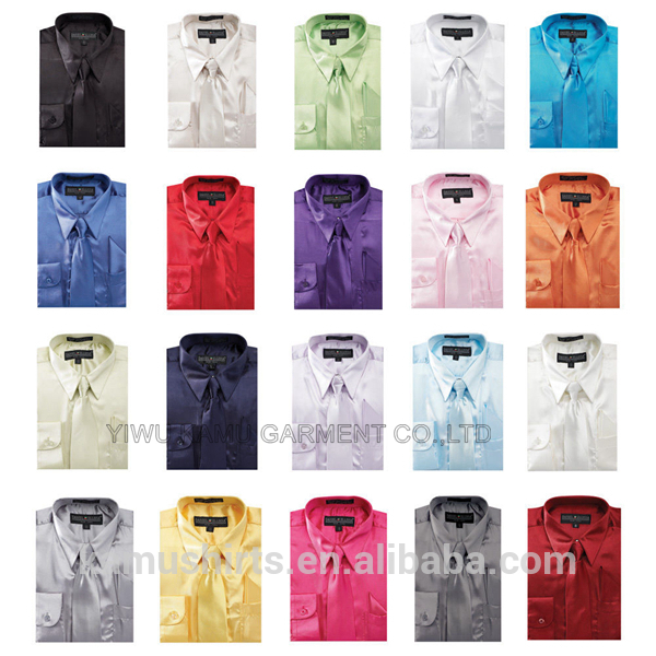 サテンドレスシャツネクタイ&ハンカチセット-プラスサイズシャツ、ブラウス問屋・仕入れ・卸・卸売り