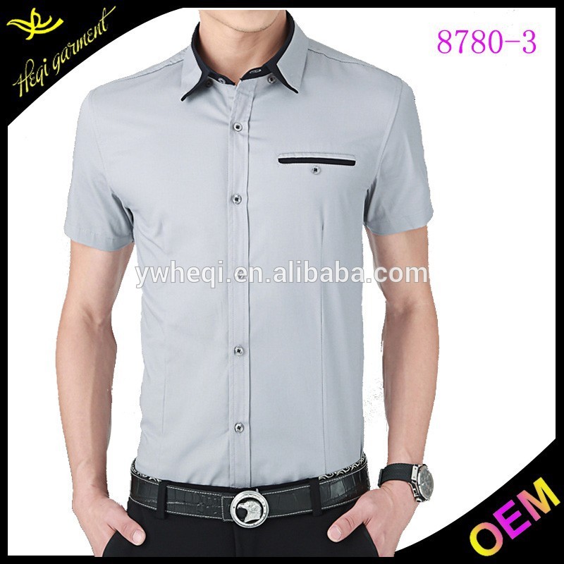 純粋な色の中国のユニフォームシャツ半袖メンズドレスシャツモデル-プラスサイズシャツ、ブラウス問屋・仕入れ・卸・卸売り