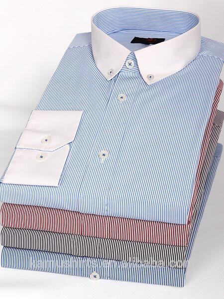 メンズボタンダウン襟ブルーストライプドレスシャツ-プラスサイズシャツ、ブラウス問屋・仕入れ・卸・卸売り