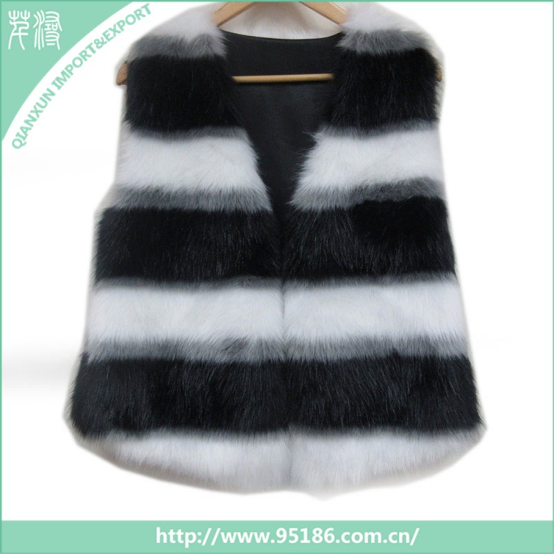 SC-119907 qianxun暖かい冬ナチュラル女性の短い偽毛皮のチョッキ-ベスト問屋・仕入れ・卸・卸売り