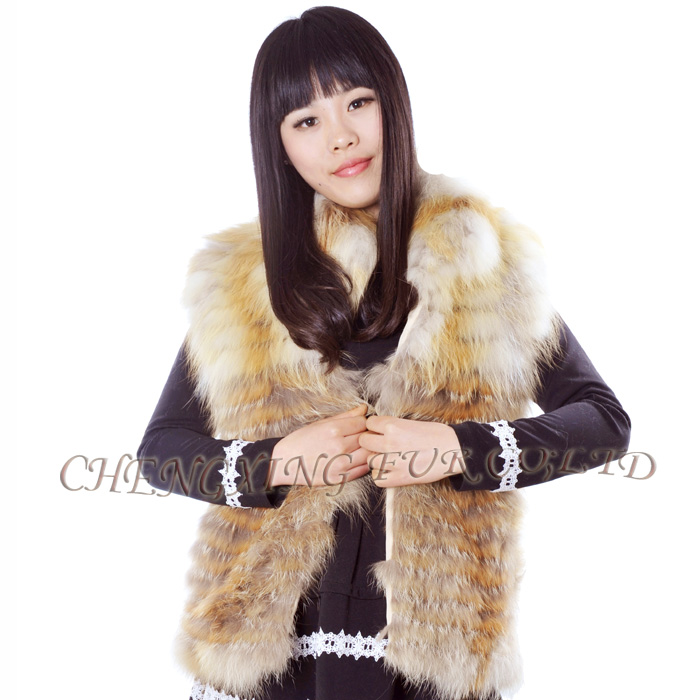 CX-G-B-214ナチュラルカラーハンドメイドキツネの毛皮のベスト卸売女性服-ベスト問屋・仕入れ・卸・卸売り