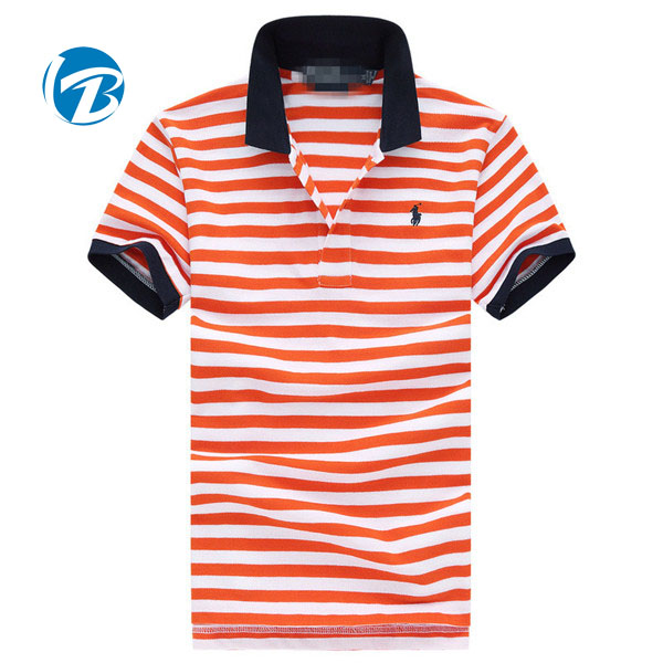 100%綿カスタムメンズポロtシャツ古典的なストライプデザイントップ品質-その他アパレル問屋・仕入れ・卸・卸売り