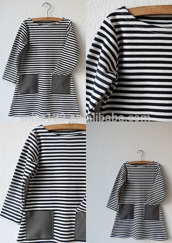 新しい女の子のグレーと白のdesginポケット付きストライプワンピース-その他アパレル問屋・仕入れ・卸・卸売り