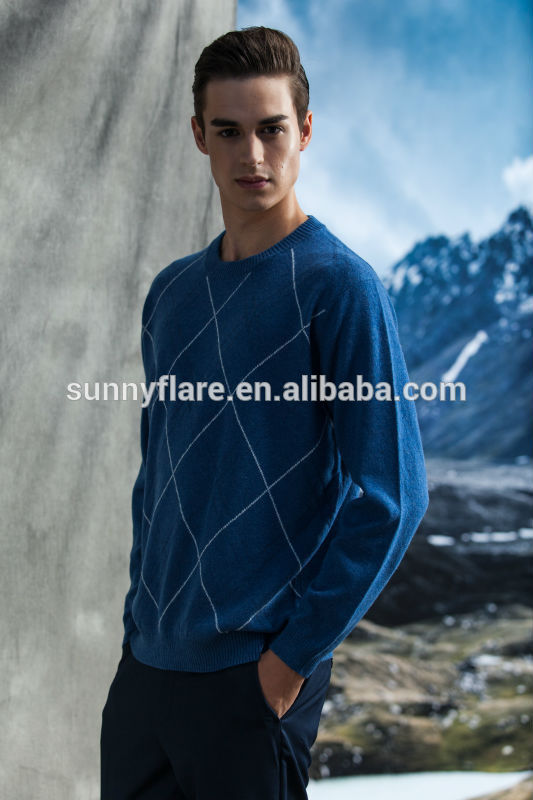 新しいファッションの男性の編み物2014年ピュア　カシミヤラウンドネックプルオーバー-セーター問屋・仕入れ・卸・卸売り
