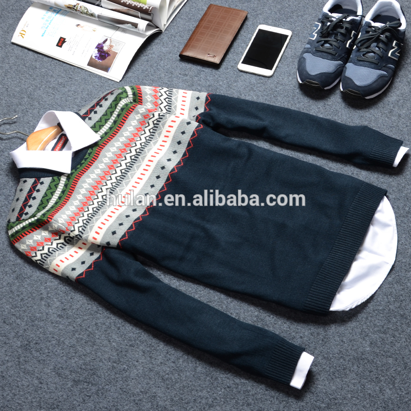 2016ホット販売男の冬厚いカシミヤパッチワークストライプニットセーター-セーター問屋・仕入れ・卸・卸売り
