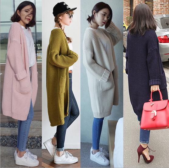 女性ロングカーディガンセーター-セーター問屋・仕入れ・卸・卸売り