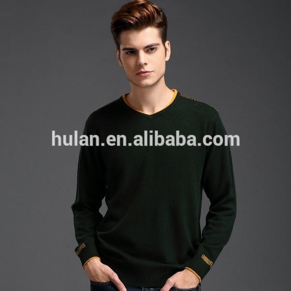 2015熱い販売ファッショナブルvネックロングスリーブプレーンプルオーバーウールのセーターの男-セーター問屋・仕入れ・卸・卸売り