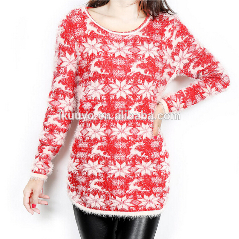 クリスマススノーフレークトナカイセーター女性の緩い大きなヤード長袖ぬいぐるみセーター-セーター問屋・仕入れ・卸・卸売り