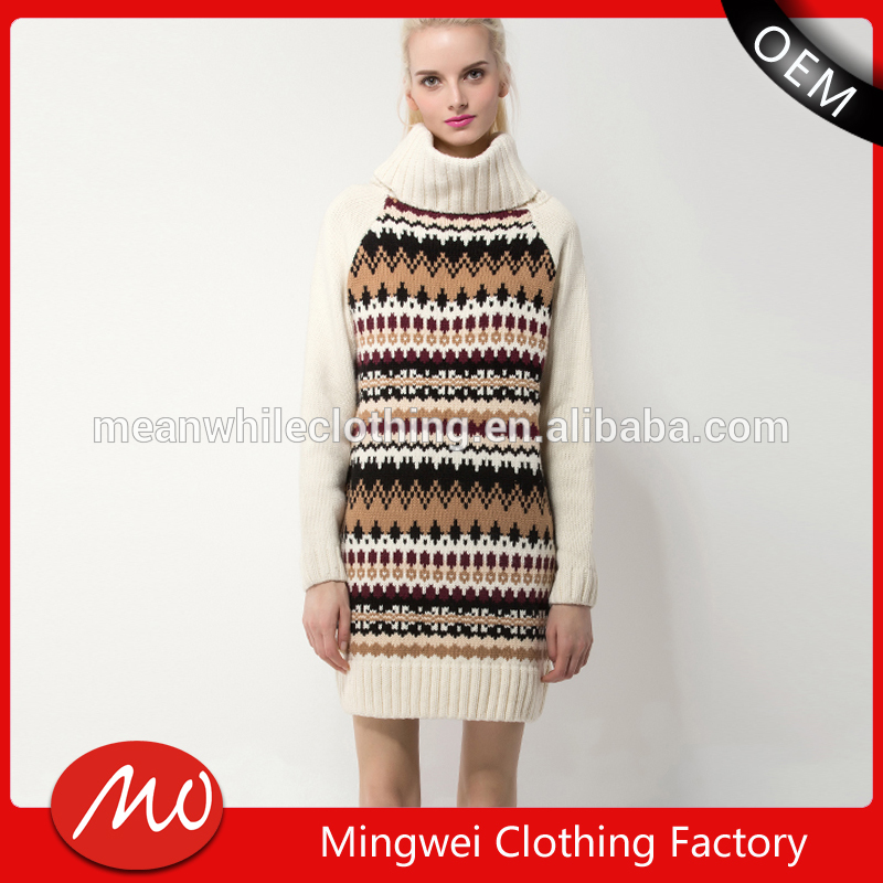 2016編みパターンハイネックロングスリーブドレスのセータードレスのための女性-問屋・仕入れ・卸・卸売り