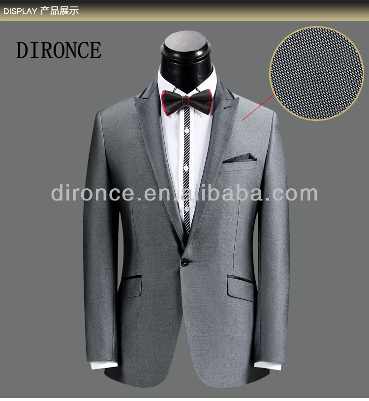 光沢のあるグレー2014年スリムフィット1ボタンの男性の結婚式のスーツ-スーツ、タキシード問屋・仕入れ・卸・卸売り