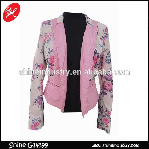 最高品質のファッション、 女性の花印刷されたジャケット-コート問屋・仕入れ・卸・卸売り