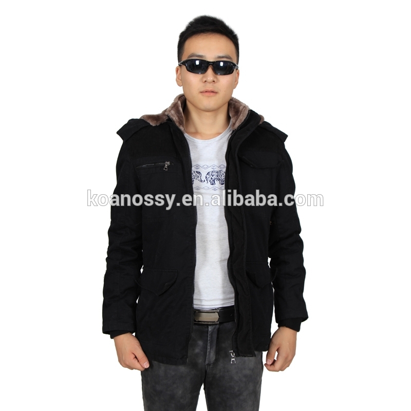カジュアルスタイルジャケット、 黒の男性毛皮のコートファー付きフード-プラスサイズコート問屋・仕入れ・卸・卸売り