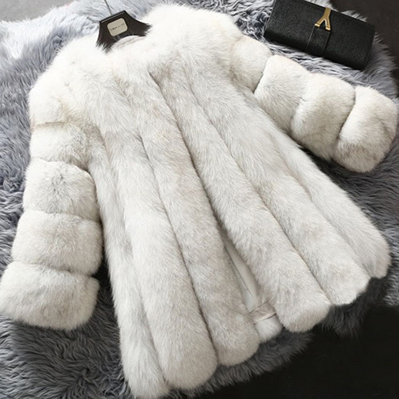 白い色高級リアルフォックス毛皮のコートラウンド襟毛皮緩いコート-コート問屋・仕入れ・卸・卸売り