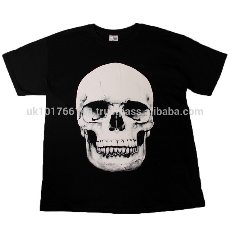 スカルデザイン黒綿tシャツすべてのサイズ-Tシャツ問屋・仕入れ・卸・卸売り