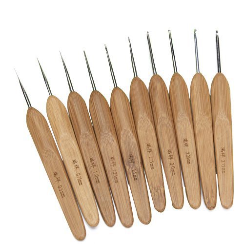 10ピース/セット高品質竹ハンドル金属かぎ針編みフックセット手芸編み物針0.5〜2.75ミリメートル-縫い針、ミシン針問屋・仕入れ・卸・卸売り