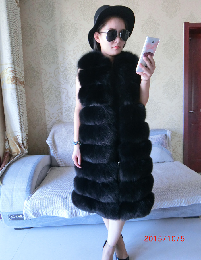 2015トップレベルリアルフォックスファーベストレディ本物の毛皮のコート女性のファッションのチョッキ-ベスト問屋・仕入れ・卸・卸売り