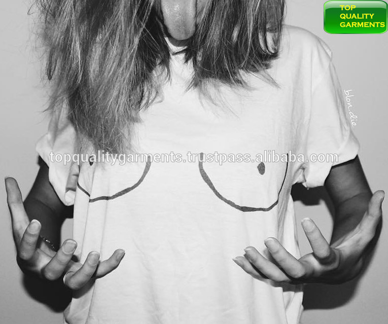 クールなシンプルな無地白デザインブラジャーおっぱいtシャツtシャツレディースレディース女の子白快適な綿100%印刷2016 oemカスタマイズ-プラスサイズドレス、スカート問屋・仕入れ・卸・卸売り