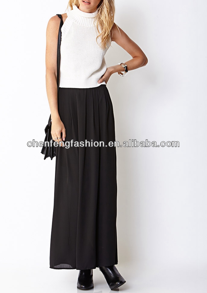 古典的な女性の長い黒のシフォンスカート-プラスサイズドレス、スカート問屋・仕入れ・卸・卸売り