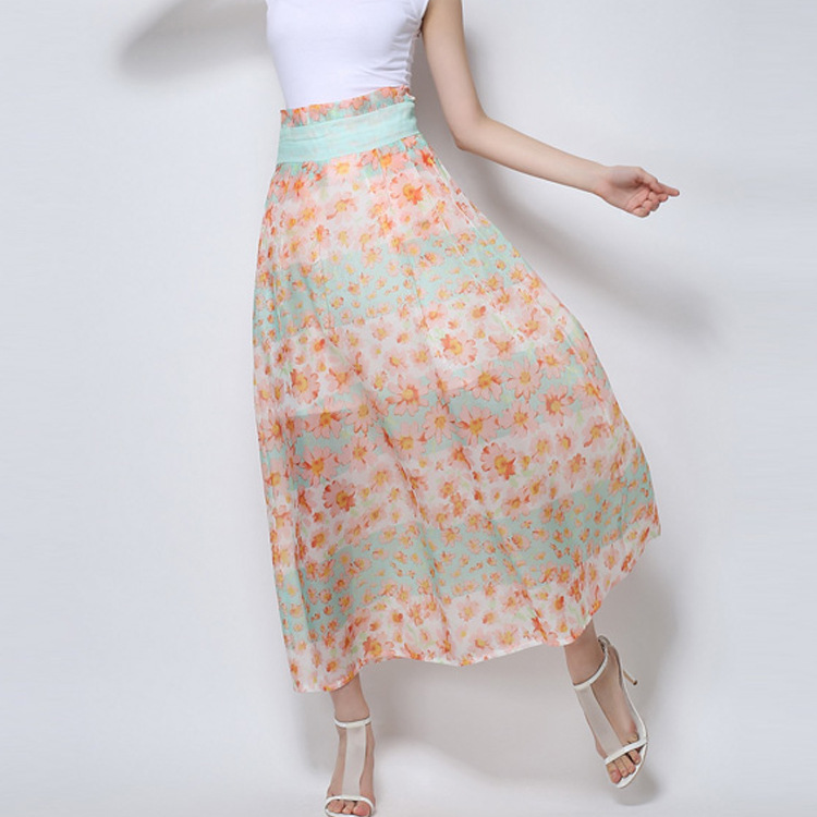 B10900A最新シフォンスカートデザイン女性エレガントな花柄スカート-プラスサイズドレス、スカート問屋・仕入れ・卸・卸売り