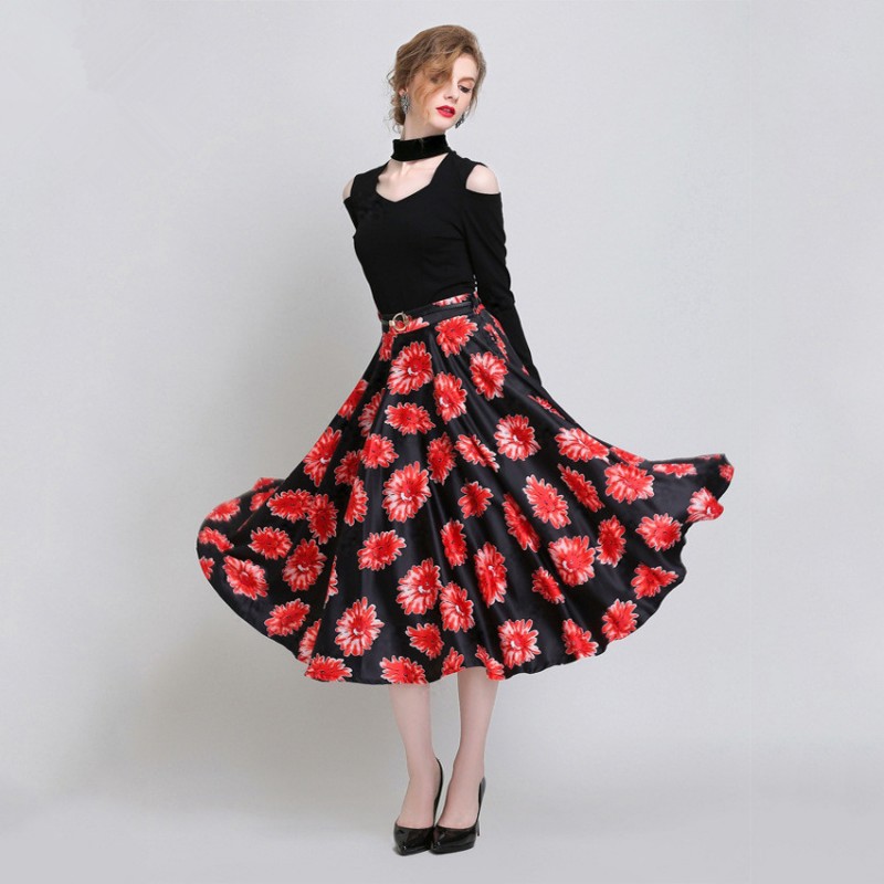 B10889A最新スカートデザイン女性エレガントな花柄スカート-プラスサイズドレス、スカート問屋・仕入れ・卸・卸売り