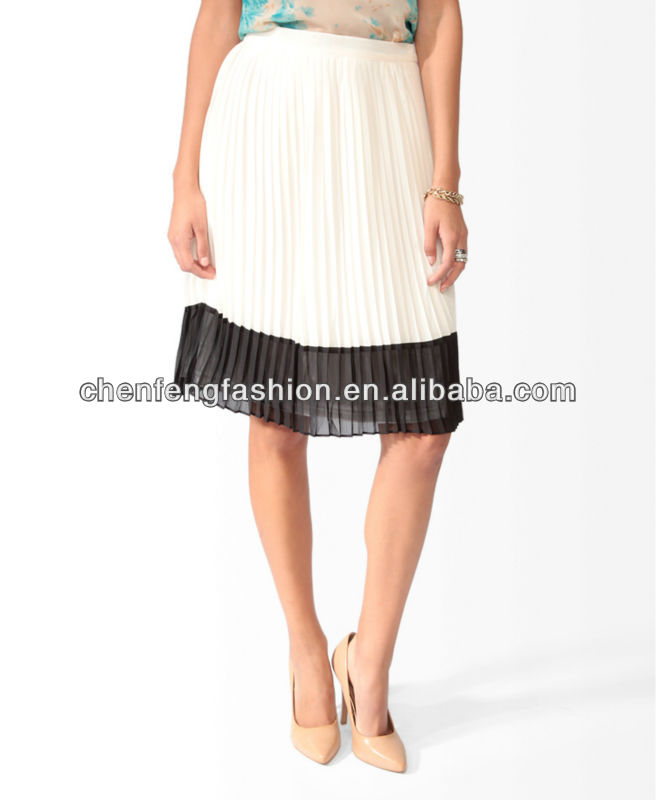 colorblockcs0155ミディスカートプリーツ-プラスサイズドレス、スカート問屋・仕入れ・卸・卸売り
