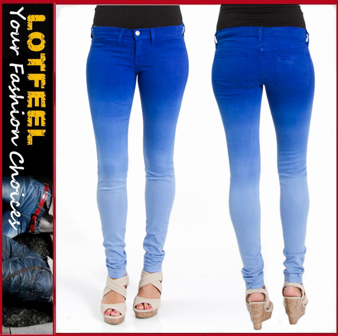 女性デニムブルーパールディップ染料jegging( lotx315)-ジーンズ問屋・仕入れ・卸・卸売り