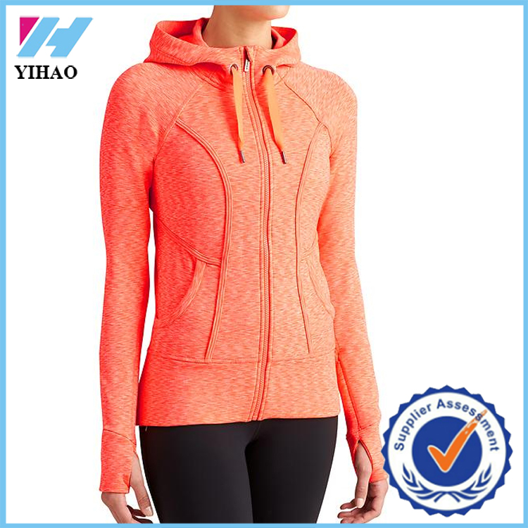 Yihaoqualityfitness高ランニングヨガのジャケットアパレル実行ジャケット/ヨガのジャケット/フィットネスジャケット女性の実行ジャケット-トレーナー、パーカー問屋・仕入れ・卸・卸売り