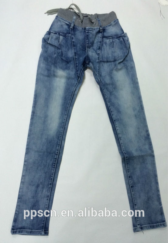 レトロハイ- 腰洗浄し破れたスキニーストレッチジーンズウエストゴムのジーンズの女性-ジーンズ問屋・仕入れ・卸・卸売り
