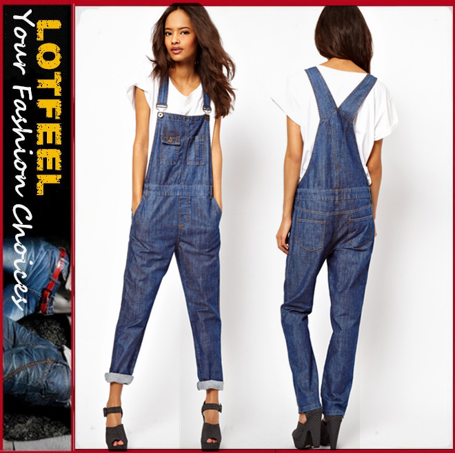 女性デニムオーバーオールファブダークウォッシュ( lotx266)-ジーンズ問屋・仕入れ・卸・卸売り