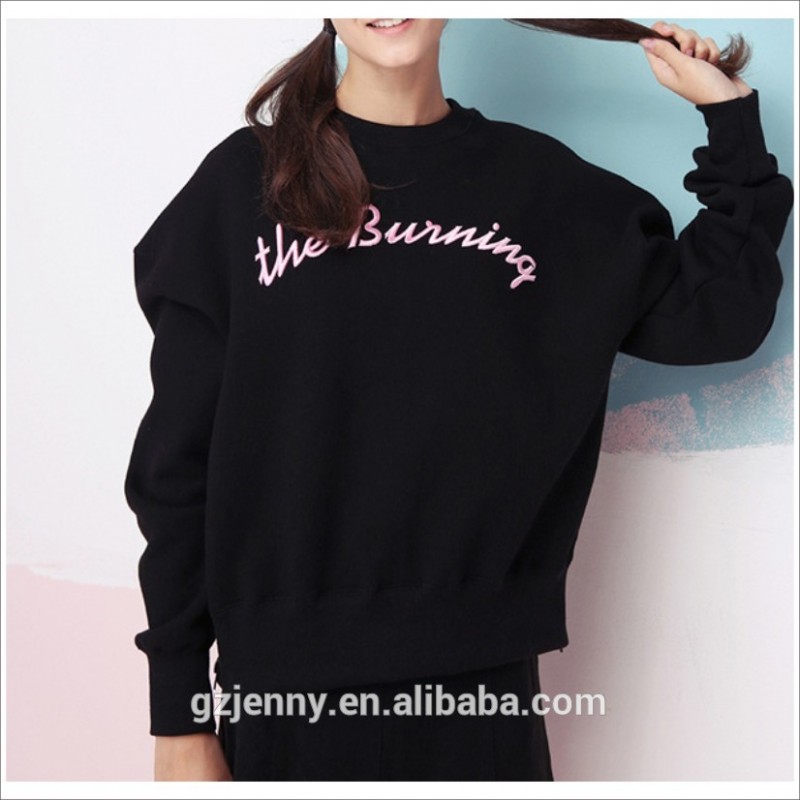 Oem黒フリースオーバーサイズトレーナー刺繍女性パーカー卸売-トレーナー、パーカー問屋・仕入れ・卸・卸売り
