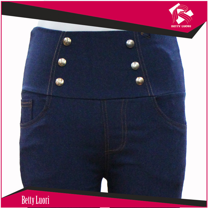 女性ハイウエストスリムスキニーデニムのジーンズのズボンのボタン付き長い鉛筆のズボンのズボン-ズボン問屋・仕入れ・卸・卸売り