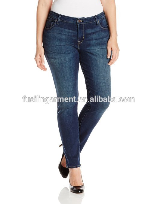 高品質の女性のプラスサイズジャンmidrise skinny jeanダークブルー-ジーンズ問屋・仕入れ・卸・卸売り