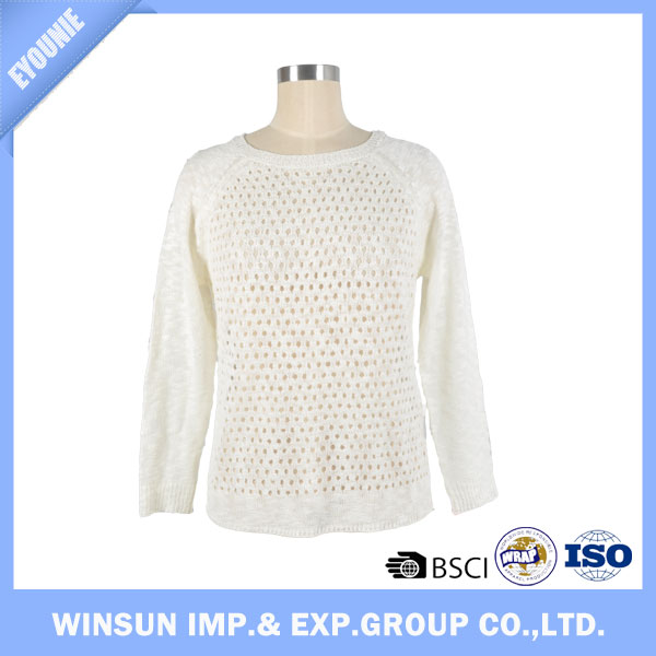 2016新しいデザイン白い編みセーター女性中空アウトラウンドネック-セーター問屋・仕入れ・卸・卸売り