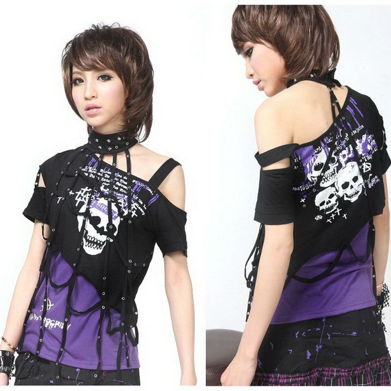 ビジュアル系ゴシックパンクレイブt- シャツ71201媒体-Tシャツ問屋・仕入れ・卸・卸売り