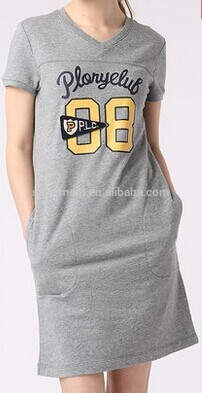 カスタムt- シャツのドレス新しいスタイルを持つ女性はドレスポケット-Tシャツ問屋・仕入れ・卸・卸売り