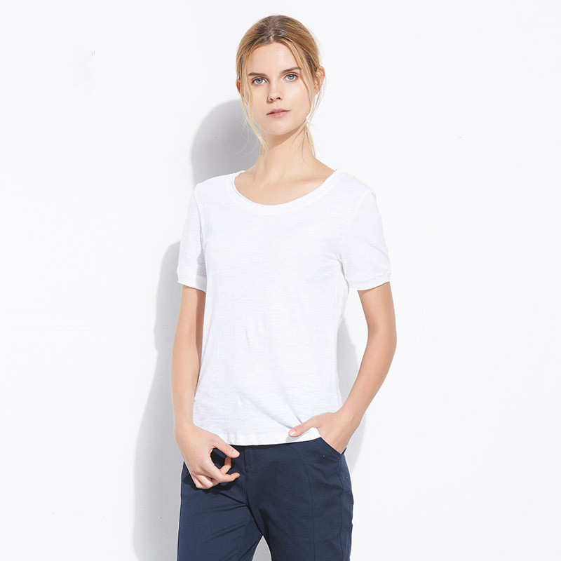 ピュアカラー女性tシャツ無地tシャツのため女性レディ平野カラーtシャツ-プラスサイズシャツ、ブラウス問屋・仕入れ・卸・卸売り