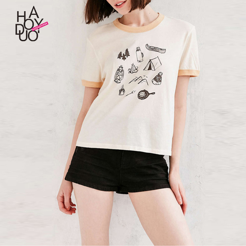 Haoduoyi新しいファッション女性夏カジュアル半袖面白いプリントクルーネックコットントップスtシャツのための卸売1-Tシャツ問屋・仕入れ・卸・卸売り