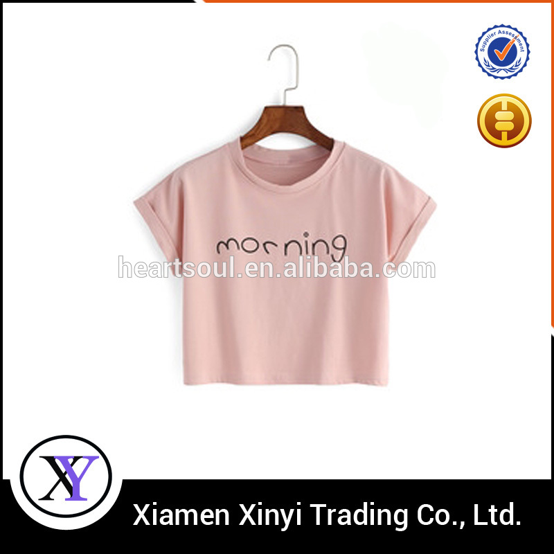 新しいパターンスリム/緩いカットファンシーカスタムプリント女性クロップトップ-Tシャツ問屋・仕入れ・卸・卸売り