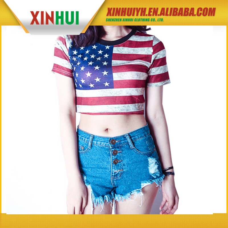 女性の空白の綿100％セクシーな作物の上部/bulk高品質工場価格少女の短いtシャツ-Tシャツ問屋・仕入れ・卸・卸売り