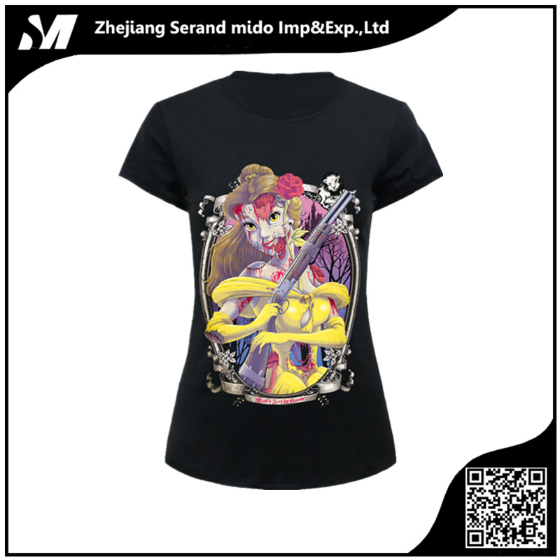 夏の漫画の3dプリント半袖oネックtシャツのための女性-Tシャツ問屋・仕入れ・卸・卸売り