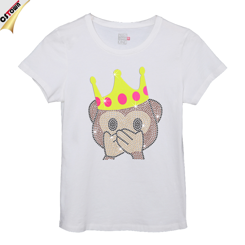 猿クラウンラインストーンカスタムtシャツ卸売-Tシャツ問屋・仕入れ・卸・卸売り