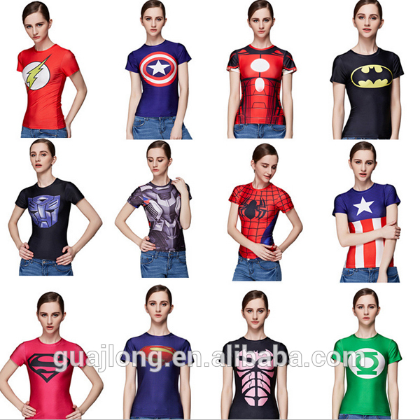 新しい到着ファッションデザイン圧縮タイツ女性トップtシャツ-Tシャツ問屋・仕入れ・卸・卸売り