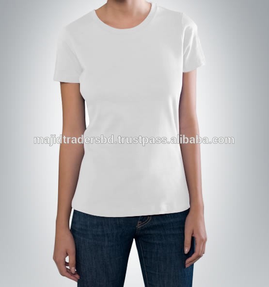 女性ラウンドネック100%コットンtシャツロング耐久性-Tシャツ問屋・仕入れ・卸・卸売り