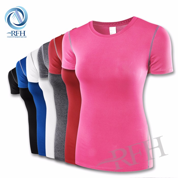 カスタム卸売女性フィットネスドライフィット通気性ランニング服-Tシャツ問屋・仕入れ・卸・卸売り