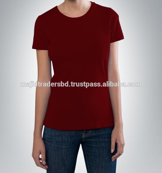 女性着用平野ラウンドネックソフトコットンtシャツ高品質-Tシャツ問屋・仕入れ・卸・卸売り